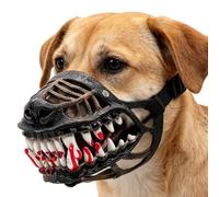 Dog Muzzle Reusable Latex Halloween Puppy Face Cover | Large tooth dog muzzle for small, medium and large dog breeds for festive fancy dress and