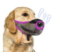 Dog Muzzle, Soft Air Mesh Muzzle for Small Medium Large Dogs Anti Biting Barking Chewing Scavenging, Breathable Adjustable Loop Pets Muzzle with Front Opening Design Allows Panting Drinking(Purple,M)