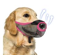 Dog Muzzle, Soft Air Mesh Muzzle for Small Medium Large Dogs Anti Biting Barking Chewing Scavenging, Breathable Adjustable Loop Pets Muzzle with Front Opening Design Allows Panting Drinking (Pink,L)