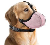 Dog Muzzle - Soft Breathable Mesh Nylon Adjustable Muzzle for Small Medium Large Dogs Prevents Chewing,Biting & Scavenging | Allows Panting, Drinking & Grooming | Secure Collar Strap Design(Pink XL)