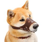 Dog muzzle， Soft Dog Muzzle, Anti Barking,Allows Panting And Drinking,Large Breathing Hole,Breathable,Adjustable(Brown,S)