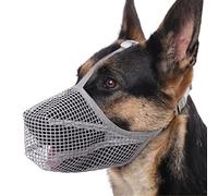 Dog Muzzle, Soft Mesh Covered Muzzles for Small Medium Large Dogs, Poisoned Bait Protection Muzzle with Adjustable Straps, Prevent Biting Chewing and Licking (S: Snout(8¾"-9¾"), Grey)