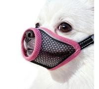 Dog Muzzle, Soft Mesh Muzzles for Small Dogs, Chihuahua Shih Tzu Yorkie Pom, Short Snout Mouth Guard for Barking Biting Grooming, Breathable Adjustable Puppy Muzzle (Cherry Red, S)