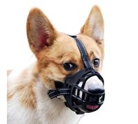 Dog muzzle， Soft Muzzle For Dogs Medium,Breathable,Adjustable,Humane Design,Front Opening,Allows Panting And Drinking(Black No Reflective Tape,No. 7)