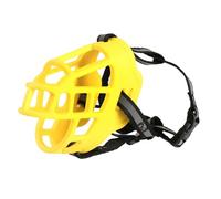 Dog muzzle， Soft Muzzle For Dogs Medium,Breathable,Adjustable,Humane Design,Front Opening,Allows Panting And Drinking(Yellow Reflective Tape,No. 4)