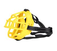 Dog muzzle， Soft Muzzle For Dogs Medium,Breathable,Adjustable,Humane Design,Front Opening,Allows Panting And Drinking(Yellow No Reflective Tape,No. 4)