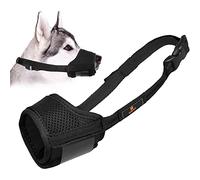 Dog Muzzle,Soft Nylon Fabric Breathable Air Mesh Muzzles to Anti Biting Eating Prevent Barking and Chewing Mouth Cover for Small Medium Large Dogs Training (L, Black)