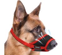 Dog Muzzle, Soft Nylon Muzzles for Small Medium Large Sized Dogs to Anti & Prevent Biting Barking Chewing, Pet Mouth Guard for German Shepherd with Adjustable Strap, Allows Panting Drinking (Red,XL)
