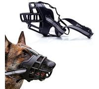Dog Muzzle, Soft Rubber Safe Basket Breathable Muzzles Adjustable Straps for Small, Medium, Large Dogs Allows Drinking and Panting Anti-Biting,Barking and Chewing Mouth Cover (L-5, Reflective Black)
