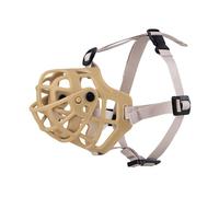 dog muzzle, With Extra Soft Padding,Comfort Fit Dog Muzzles,With Strong Plastic Muzzle Basket,Prevent Eating Biting Chewing(Khaki,L)