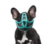 Dog Muzzle with Short Snout Adjustable Breathable French Bulldog Mesh Flat Face Anti Bite Mask Soft Dumbbells Pet Accessories Chewing Barking Training
