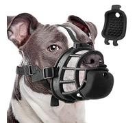 Dog Muzzle with Slow Feeder for Positive Training, Anti Biting Chewing Scavenging Wound Licking, Humane Soft Basket Muzzle for Small Medium Large Dogs, Allow Panting, Easy to Accept(Black, M)