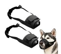 Dog Muzzles, 2 PCS Breathable Mesh Soft Muzzles for Dogs, Adjustable Strap for Small, Medium and Large Breed Dogs to Prevents Biting, Eating Garbage and Barking, Not Affect Drink - Black XL