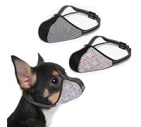Dog Muzzles for Small Dog, Soft Air Mesh Anti-Biting Licking Chewing, Breathable Reflective Adjustable Mouth Guard Cover for Grooming Scavenging (2, Black and colorful, S)