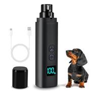Dog Nail Grinder - 2 Speed Super Quiet and Low Vibration Electric Pet Nail Grinder - Rechargeable Dog Nail Trimmers for Small Dogs- Cat Nail Claw Clippers with 2 Level LED Lighting(Black)