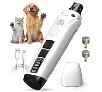 Dog Nail Grinder, 4-Speed Rechargeable Quiet Electric Pet Nail Trimmer with Dual LED Lights Safety Guard Dog Nail Trimmer for Small Medium Large Dogs Cats Ideal for Home Grooming Pet Salon Travel Use