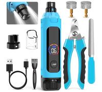 Dog Nail Grinder 6-Speed with LED Display, Dog & Cat Nail Clippers and Trimmers, Pet Nail Grinder with 2 LED Lights - Super Quiet Rechargeable Claw Trimmer for Large Medium Small Dogs/Cats (Blue)