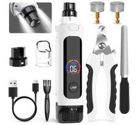 Dog Nail Grinder 6-Speed with LED Display, Dog & Cat Nail Clippers and Trimmers, Pet Nail Grinder with 2 LED Lights - Super Quiet Rechargeable Claw Trimmer for Large Medium Small Puppy Dogs/Cats