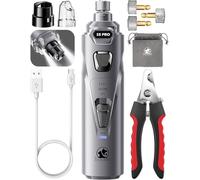 Dog Nail Grinder with 2 LED Lights Powerful 2 Speeds Super Quiet Dog Nail Trimmers with 3 Grinding Wheels Rechargeable Pet Dog Nail Clippers for Large Medium Puppy Dogs Dog Nail File Cat Nail Clipper