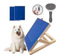 Dog Nail Scratch Board with Treat Box, Pet Nail Care Kit with 2 Grooming Brushes & Replacement Sandpaper Sheets, Safe Nail Trimmer Training Tool for Dogs & Cats, Smooth Nails & Stress-Free Grooming