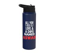 Dog Name Aswad Design - All You Need is Love! Stainless Steel Insulated Water Bottle