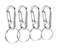 Dog Name Badge Clip - Quick Tag Holder | ID Clips, 4 Pack Stainless Steel for Dog Collar and Harness Petz Name Tag Clasp with 4 Different Size Rings Heavy Duty Metal