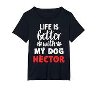 Dog Name Hector Life is Better with My Dog Named Hector T-Shirt, Women's Plus, Black, 1X