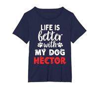 Dog Name Hector Life is Better with My Dog Named Hector T-Shirt, Women's Plus, Navy Blue, 1X