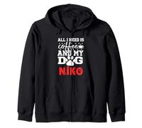 Dog Name Niko All In Need Is Coffee My Dog Named Niko Zip Hoodie