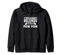 Dog Name Pom Pom Personalised Gift This Human Belongs To a Zip Hoodie