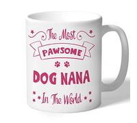 Dog Nana Mug Pawsome Gifts (Raspberry Print) for Women Lover Owner Present Ceramic 10oz/300ml