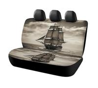 Dog Nautical Sailing Pirate Theme Car Seat Cover Scratchproof Rear Seat Protector Waterproof & Easy Install Universal Fit Back Seat Covers for Suvs Trucks Sedans Vans Automotive Interior Accessories