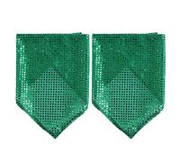 Dog Neckerchief 2pcs Polyester Green Sequin Triangle Scarf