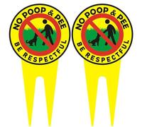 Dog No Poop Signs for Yard | 2 Pieces | NO POOP AND PEE | BE RESPECTFUL | Double Sided for Garden, Park, Lawn, Outdoor