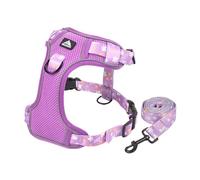 Dog No Pull Harness Vest,Floral Pattern Prevent Breaking Free Adjustable Reflective Puppy Webbing Walking Harness Vest for Small MediumLarge Dogs_S(Purple)