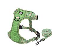 Dog No Pull Harness Vest,Floral Pattern Prevent Breaking Free Adjustable Reflective Puppy Webbing Walking Harness Vest for Small MediumLarge Dogs_L(Green)