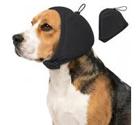 Dog Noise Cancelling Ear Muffs, Soft Thickened Sound Absorbing Dog Anxiety Head Wrap for Fireworks Thunderstorm, Adjustable Calming Ear Protection Hood for Small Medium Dogs (Dark Grey, L)