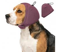 Dog Noise Cancelling Ear Muffs, Soft Thickened Sound Absorbing Dog Anxiety Head Wrap for Fireworks Thunderstorm, Adjustable Calming Ear Protection Hood for Small Medium Dogs (Dark Red, L)