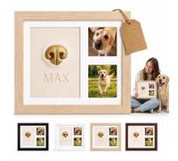 Dog Nose Print Kit,Air-Dry Clay Paw Impression Keepsake Frame with Photos,Soft Molding Material Captures Pet Details with Dual Picture Display,Simple DIY Process,No Baking Required,Memorial Gift (#D)