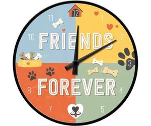 Dog Nostalgia Wall Clock Glass, 31 cm Wall Clock Friends Forever