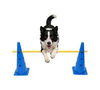 Dog Obstacle - Agility Equipment Set - Pet Jump Training Kit | Dog Obstacle Course Exercise Cones for Six Cones, Six Poles with Carry Bag, Three-Piece Adjustable Height Jumping Obstacles, Blue