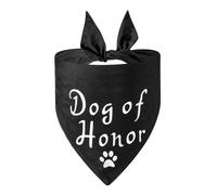 Dog of Honor and Paw Print Dog Bandana,1Pcs Black Dogs Wedding Bandana Triangle Pet Scarf Engagement Wedding Announcement Photo Props Pets Accessories for Medium Large Dogs Cats Gifts 70x48x48cm