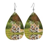 Dog On The Lawn Pvc Artificial Leather Dangle Earrings, Hook Is 925 Silver Plated Material