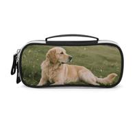 Dog on The Prairie Pencil Case with Handle, Large Capacity PU Leather Pencil Bag Office Organizer, Portable Cosmetic Bag for Travel, Home