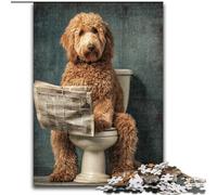 Dog on The Toilet Jigsaw Puzzles for Teenagers 1000 Piece Puzzle, Stress Reliever Staycation Kill Time Funny Gift (50x75cm)