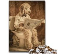 Dog on The Toilet Jigsaw Puzzles for Teenagers 1000 Pieces,Staycation Kill Time with Fully Interlocking Randomly Shaped Pieces (38X52cm)