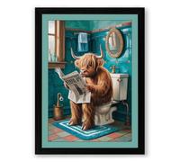 Dog on the Toilet Modern Framed Wall Art Print A3 (42×29.7cm) Black, Wall Decor for Living Room, Bedroom, Office & Home, Ready to Hang, Art Gift