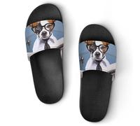 Dog On Toilet Reading Newspaper Men's Slide Sandal Non Slip Shower Shoes Bathroom Slippers for Pool Beach 39 (245mm)