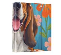 Dog on Wooden Background 3 Ring Binder 1.5 Inch Round Ring Binder View Binder Holds 200 Documents for Home School Office Use