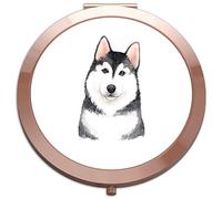 Dog One Husky - Plain Design folding compact pocket mirror - rose gold round circle shape